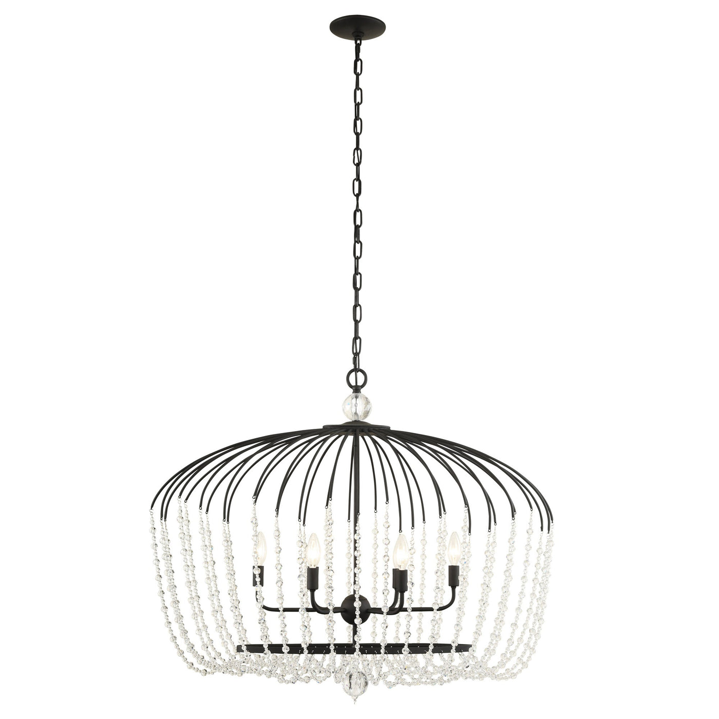 Voliere 6 Light Crystal Oval Pendant