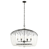 Voliere 6 Light Crystal Oval Pendant