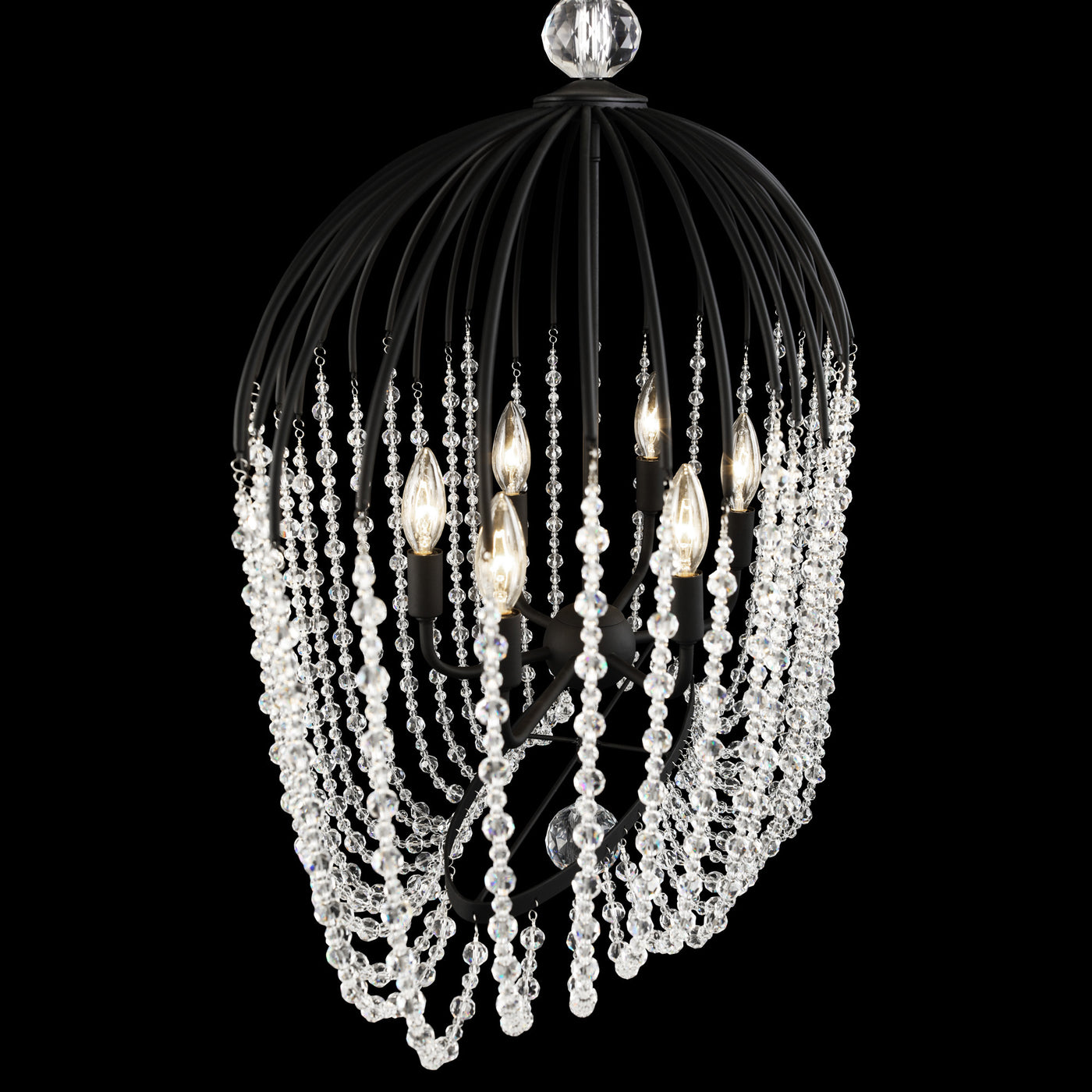 Voliere 6 Light Crystal Oval Pendant