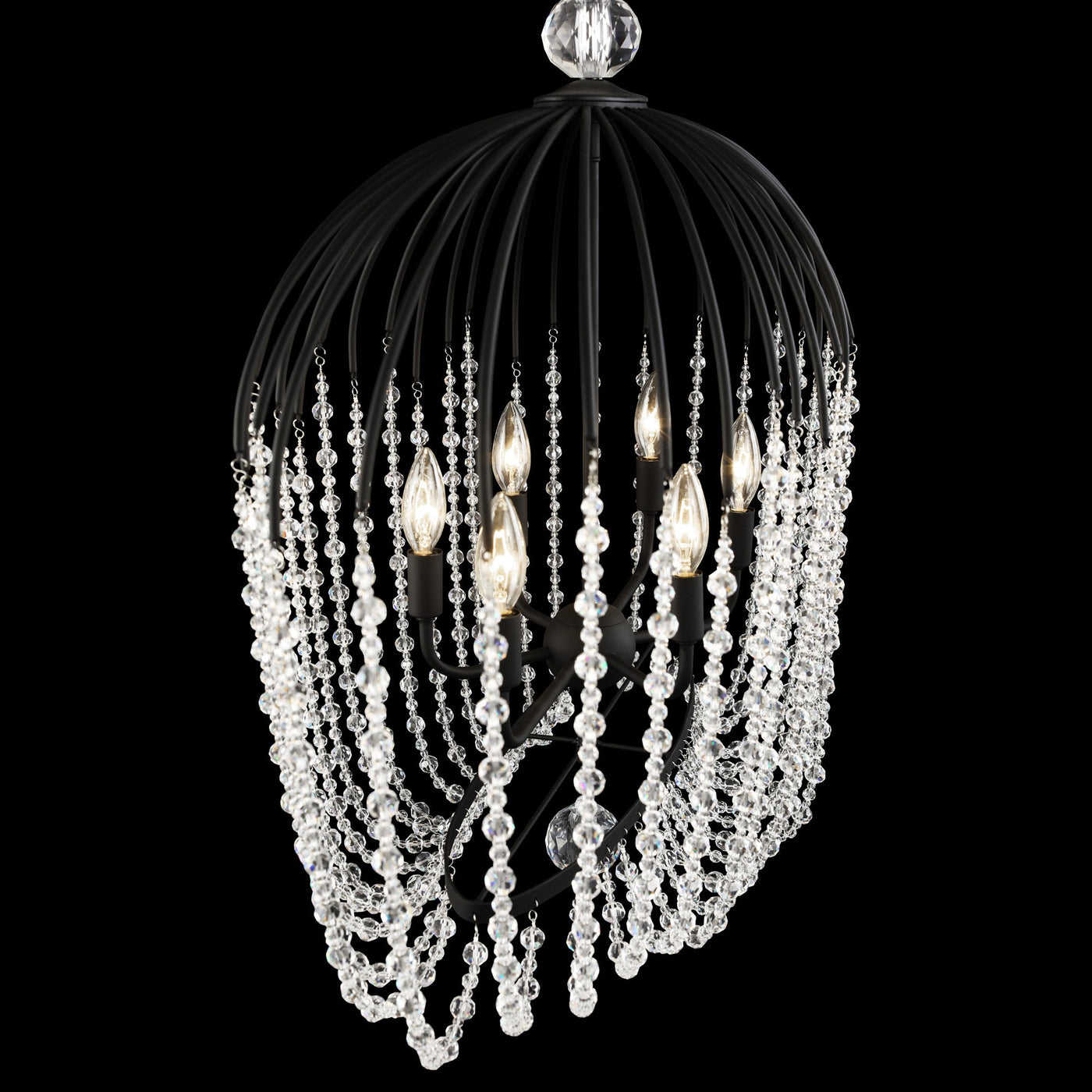 Voliere 6 Light Crystal Oval Pendant