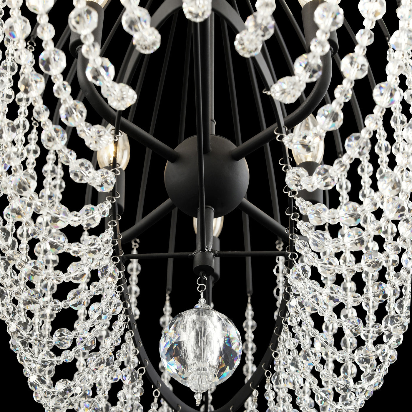 Voliere 6 Light Crystal Oval Pendant