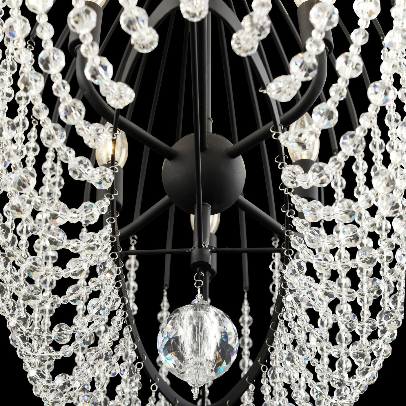 Voliere 6 Light Crystal Oval Pendant