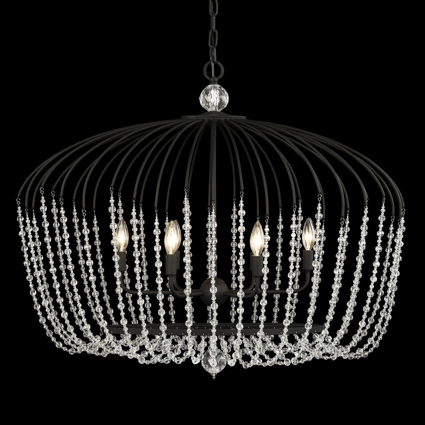 Voliere 6 Light Crystal Oval Pendant