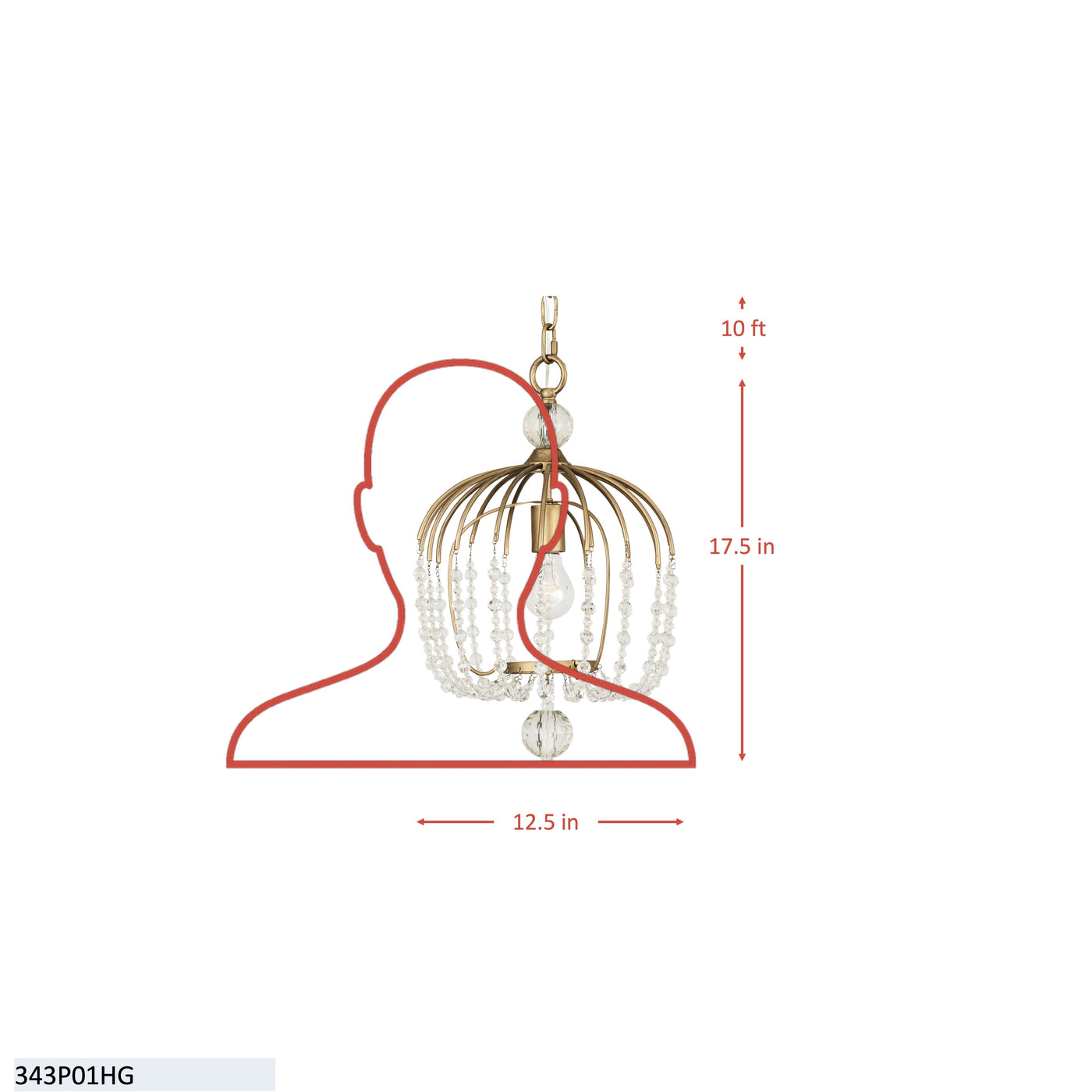 Voliere 1 Light Crystal Pendant