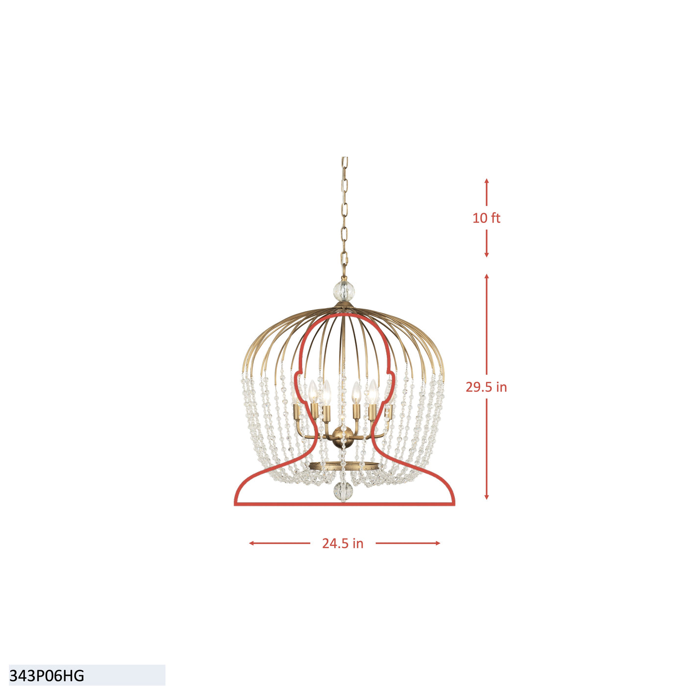 Voliere 6 Light Crystal Tall Pendant