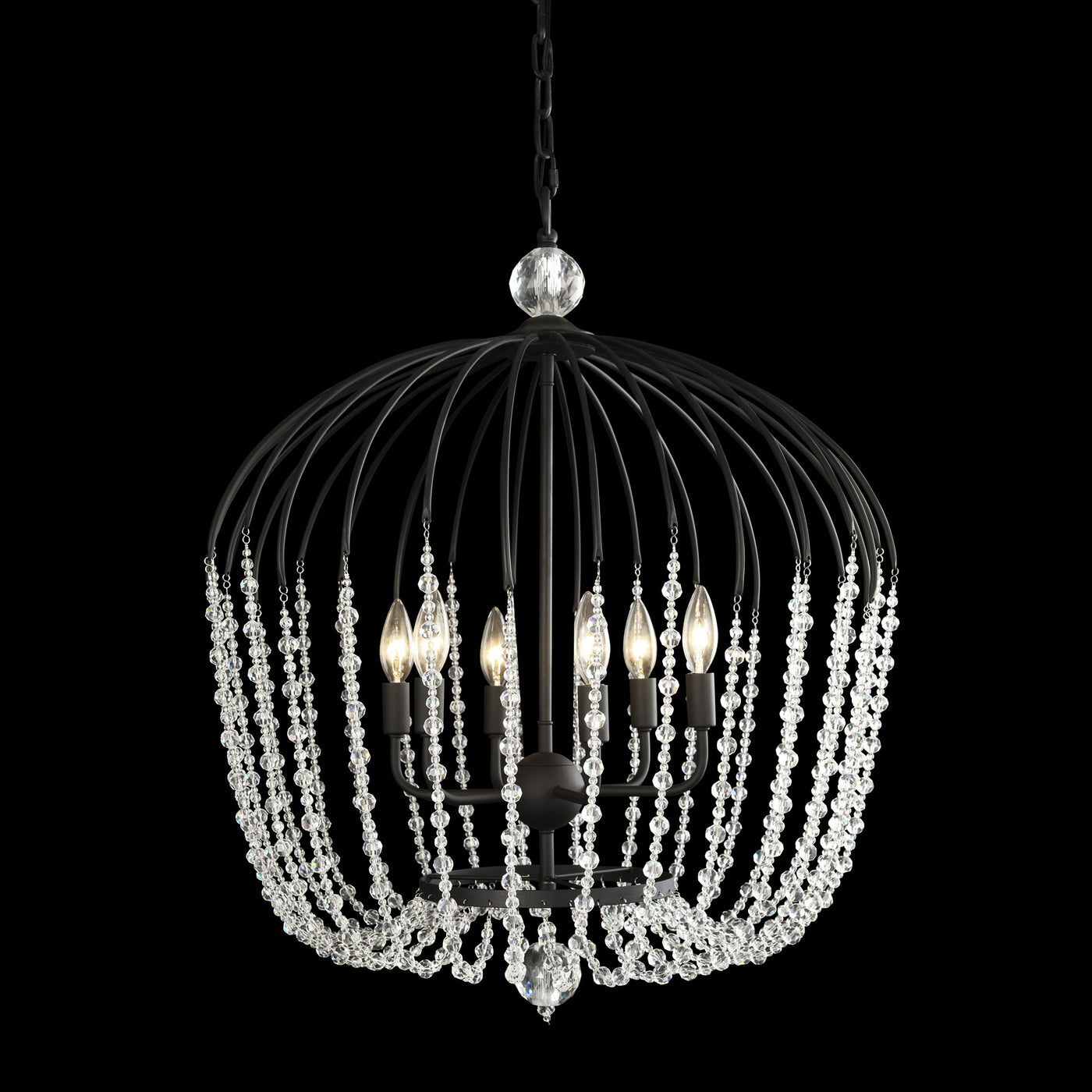 Voliere 6 Light Crystal Tall Pendant