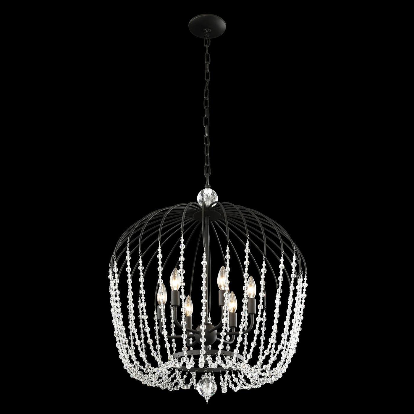 Voliere 6 Light Crystal Tall Pendant