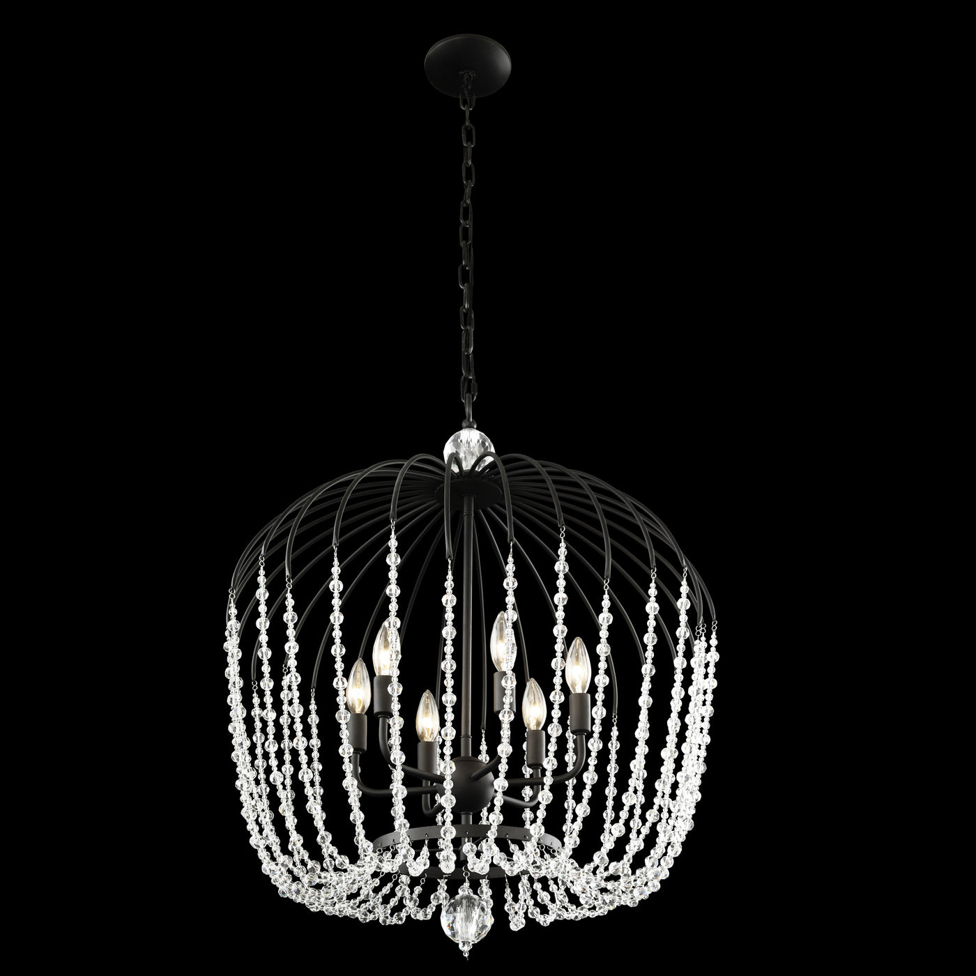 Voliere 6 Light Crystal Tall Pendant