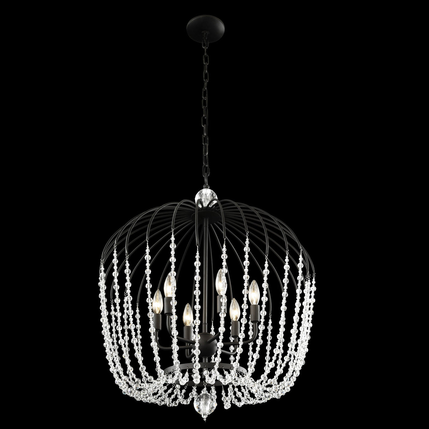 Voliere 6 Light Crystal Tall Pendant