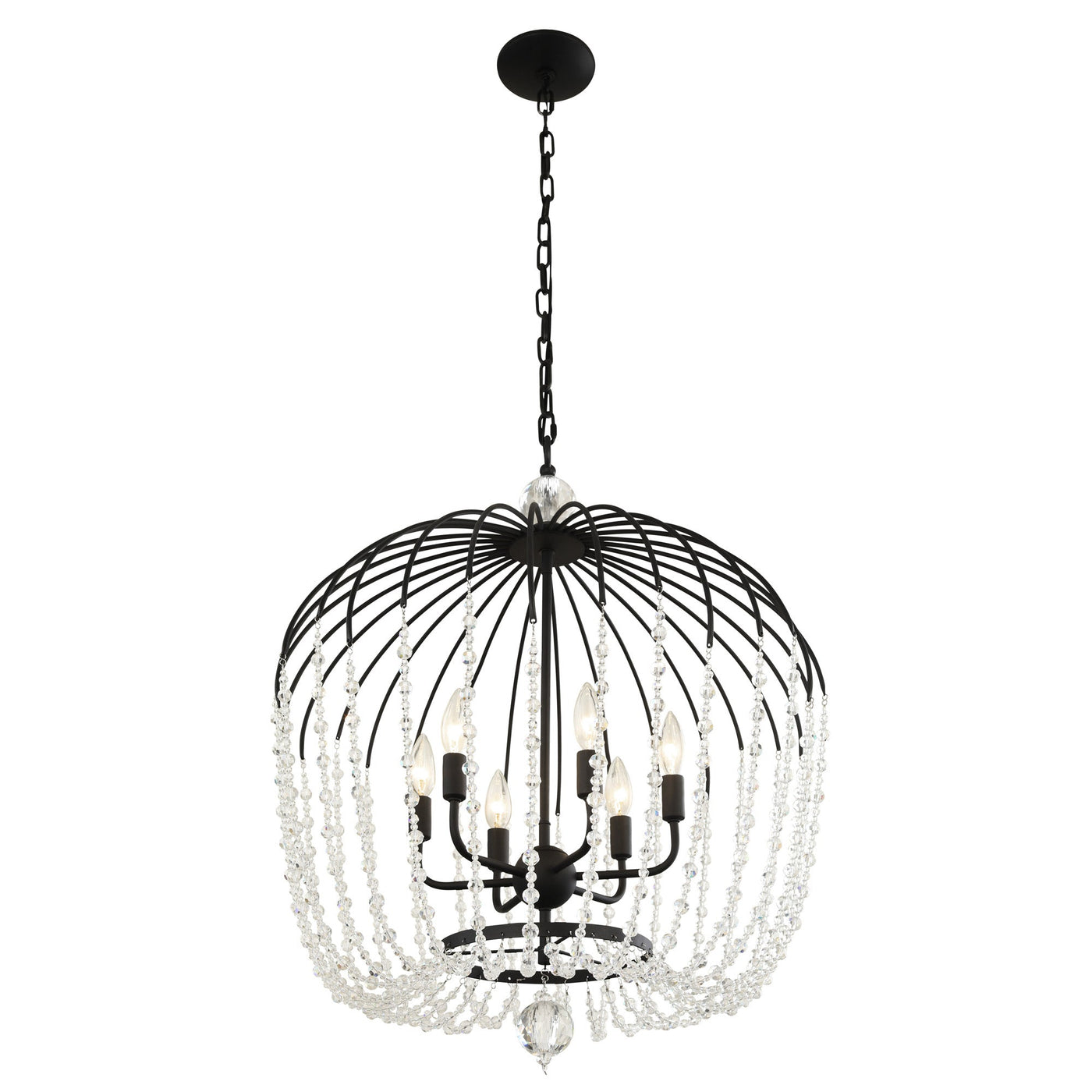 Voliere 6 Light Crystal Tall Pendant