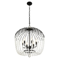 Voliere 6 Light Crystal Tall Pendant