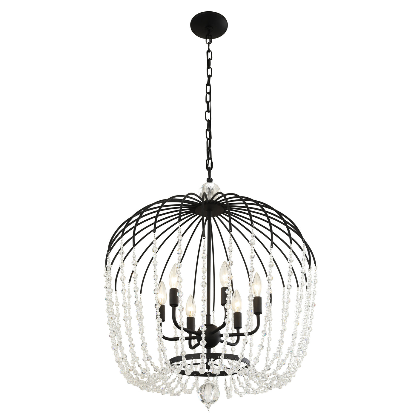 Voliere 6 Light Crystal Tall Pendant