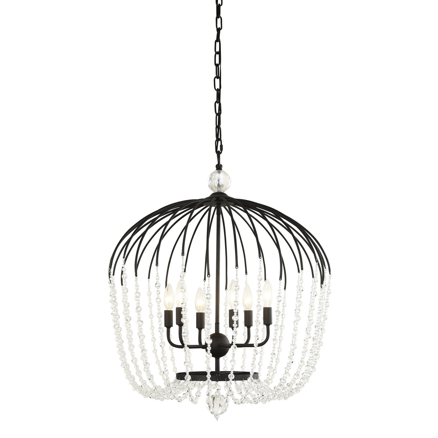 Voliere 6 Light Crystal Tall Pendant