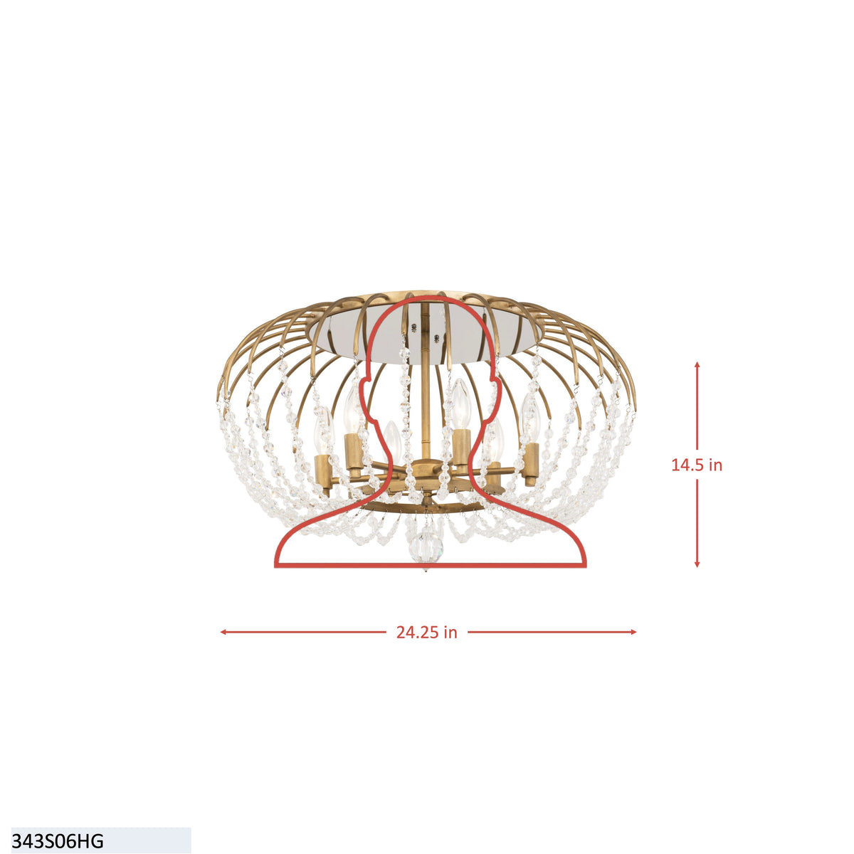 Voliere 6 Light Semi-Flush Mount