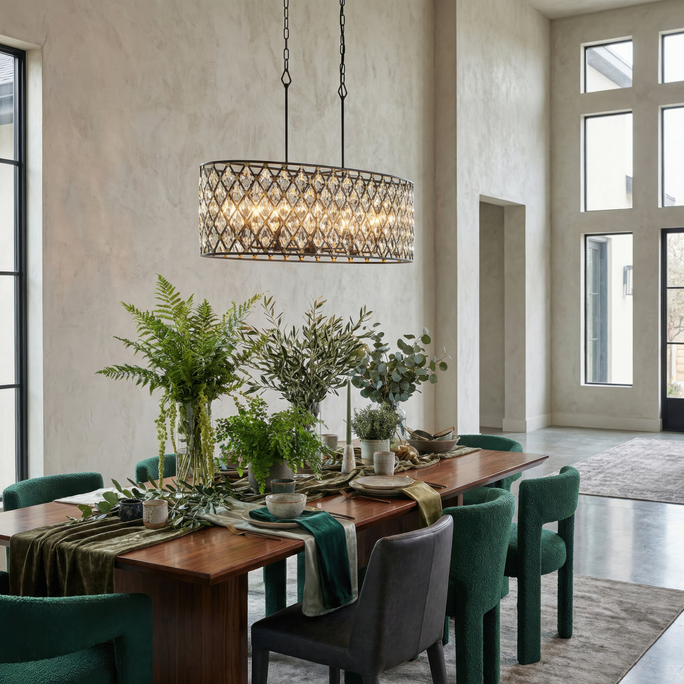 Windsor 8 Light Oval Crystal Linear Pendant