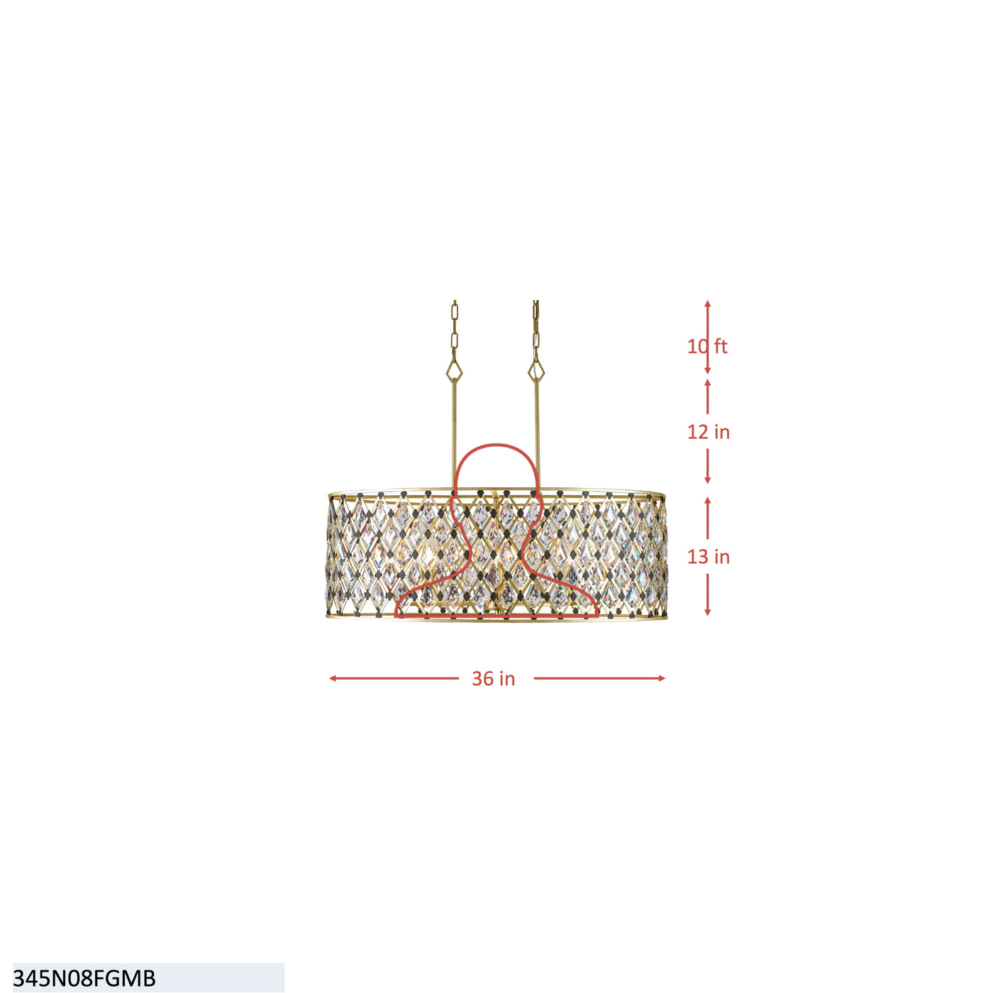 Windsor 8 Light Oval Crystal Linear Pendant