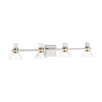 Blake 35-inch 8-light Polished Nickel and Champagne Gold 5CCT LED Vanity Light with Clear and Clear Ribbed Glass