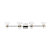 Blake 35-inch 8-light Polished Nickel and Champagne Gold 5CCT LED Vanity Light with Clear and Clear Ribbed Glass