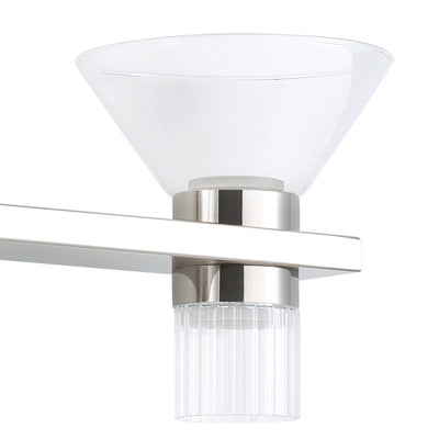 Blake 35-inch 8-light Polished Nickel and Champagne Gold 5CCT LED Vanity Light with Clear and Clear Ribbed Glass