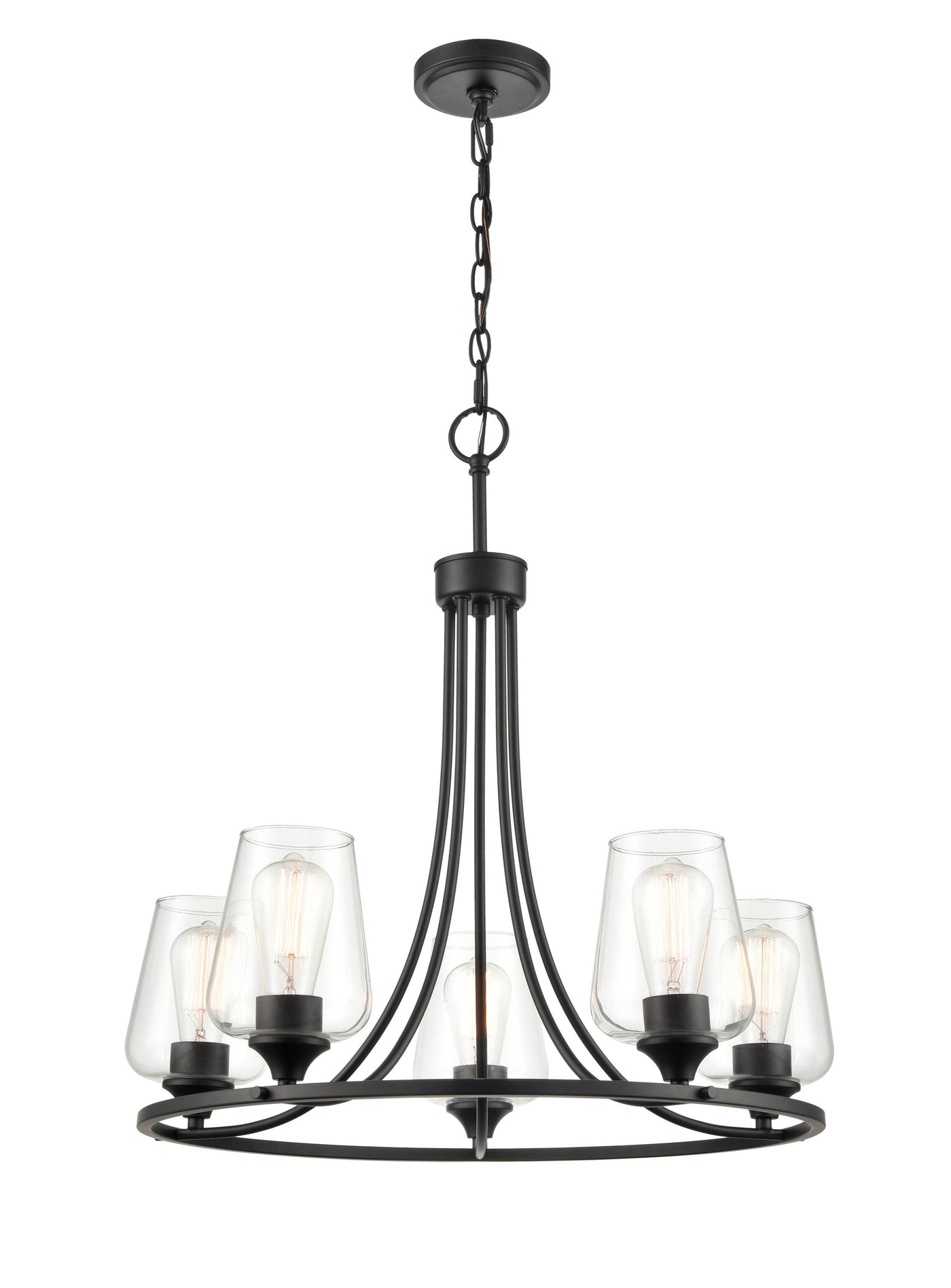 25'' Ashford Matte Black 5 Light Chandelier
