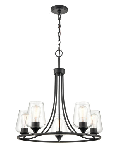 25'' Ashford Matte Black 5 Light Chandelier