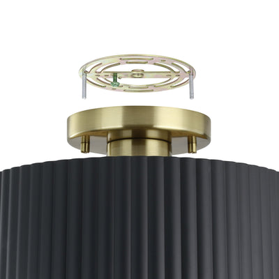 Leilani 11-inch 1-light Brushed Gold Semi-Flush Mount with Matte Black and Gold Metal Shade
