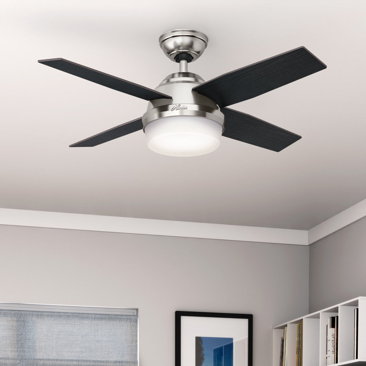 44 inch Dempsey Brushed Nickel Ceiling Fan with LED Light Kit and Handheld Remote