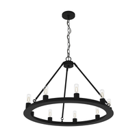 Saddlewood 30-inch 9-light Natural Black Iron Chandelier