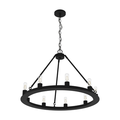 Saddlewood 30-inch 9-light Natural Black Iron Chandelier