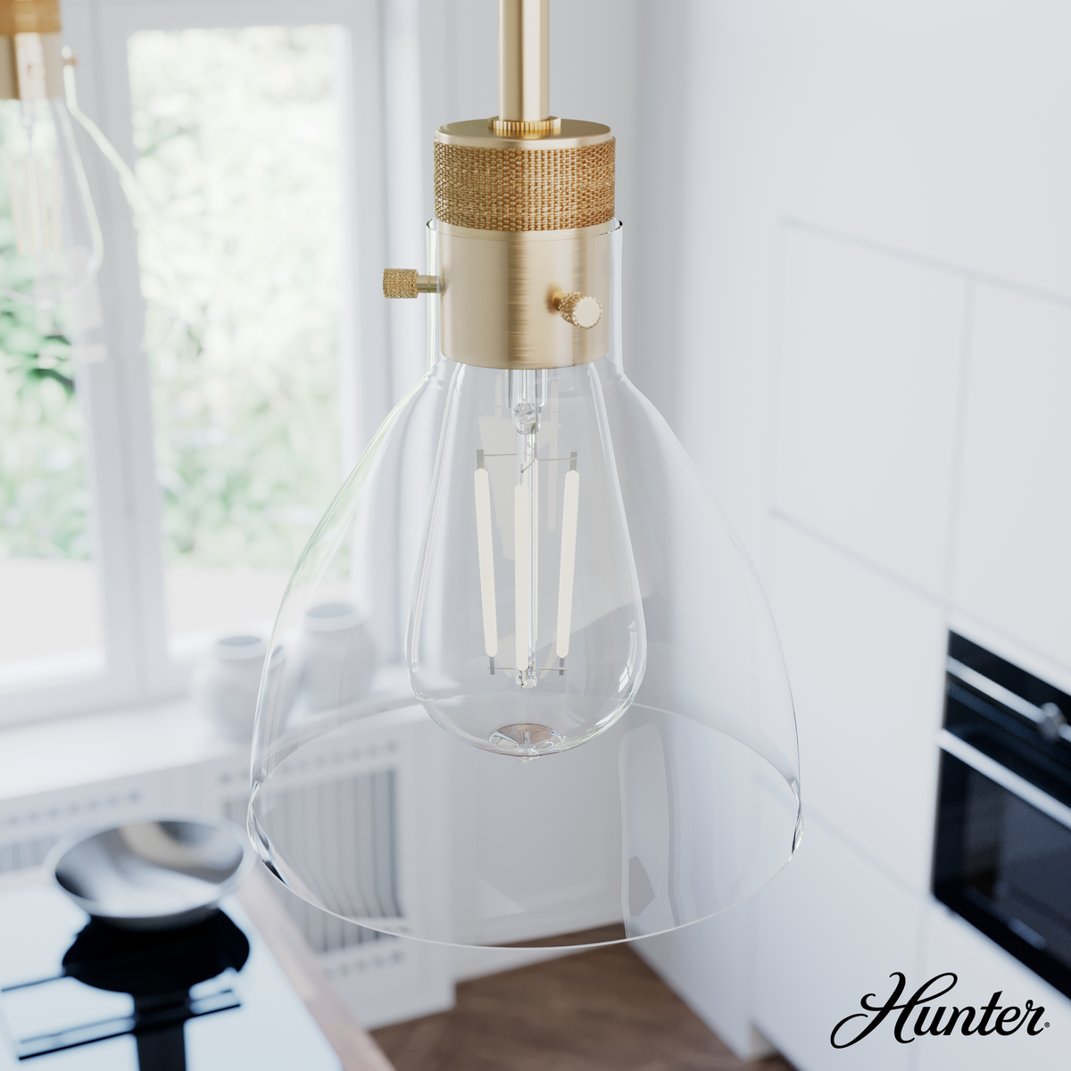 Hartland 26.75-inch 3-light Noble Bronze Linear Pendant Cluster with Seeded Glass