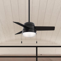36 inch Aker Matte Black Ceiling Fan with LED Light Kit and Pull Chain