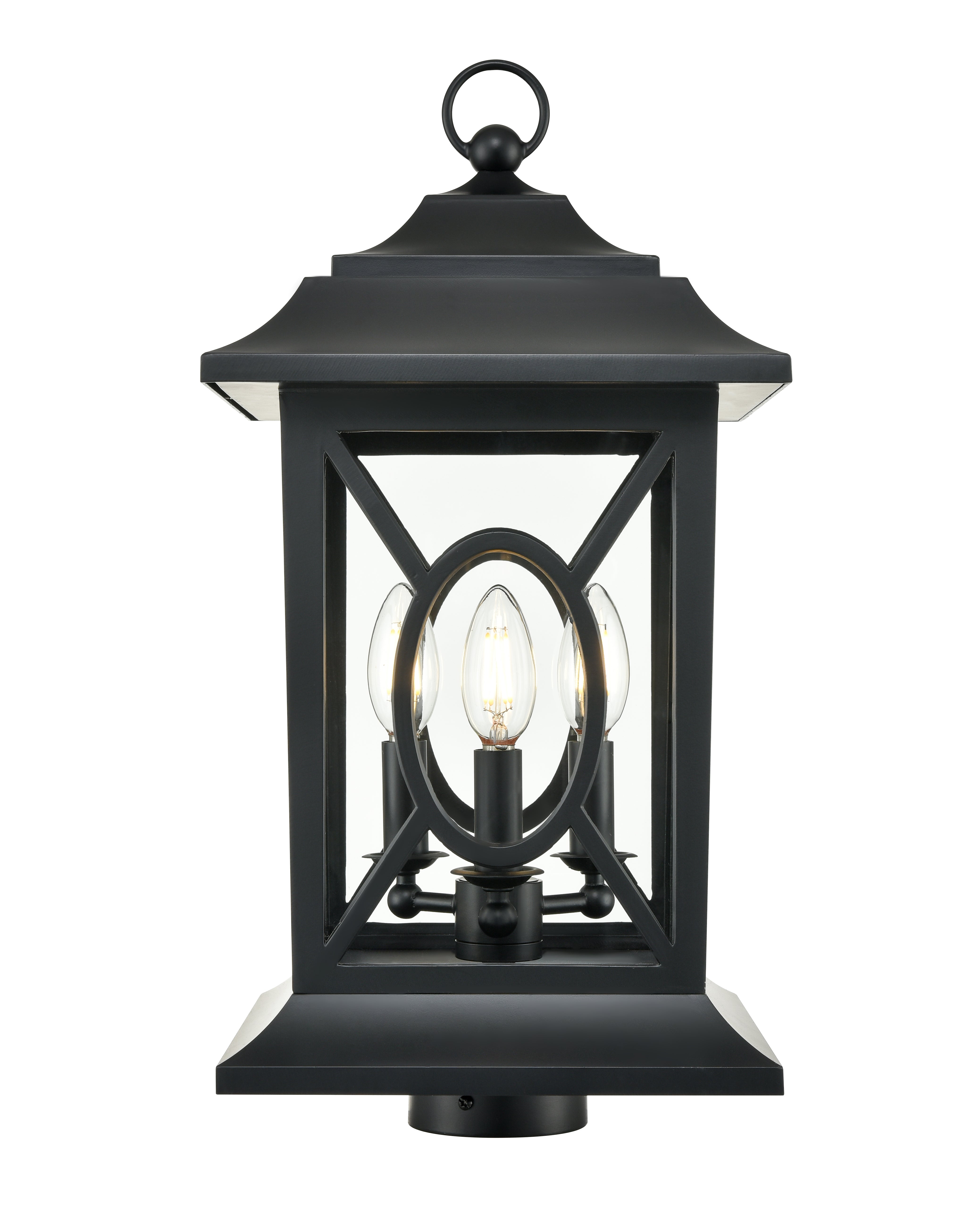 19.75'' Allbert Powder Coated Black 3 Light Post Lantern