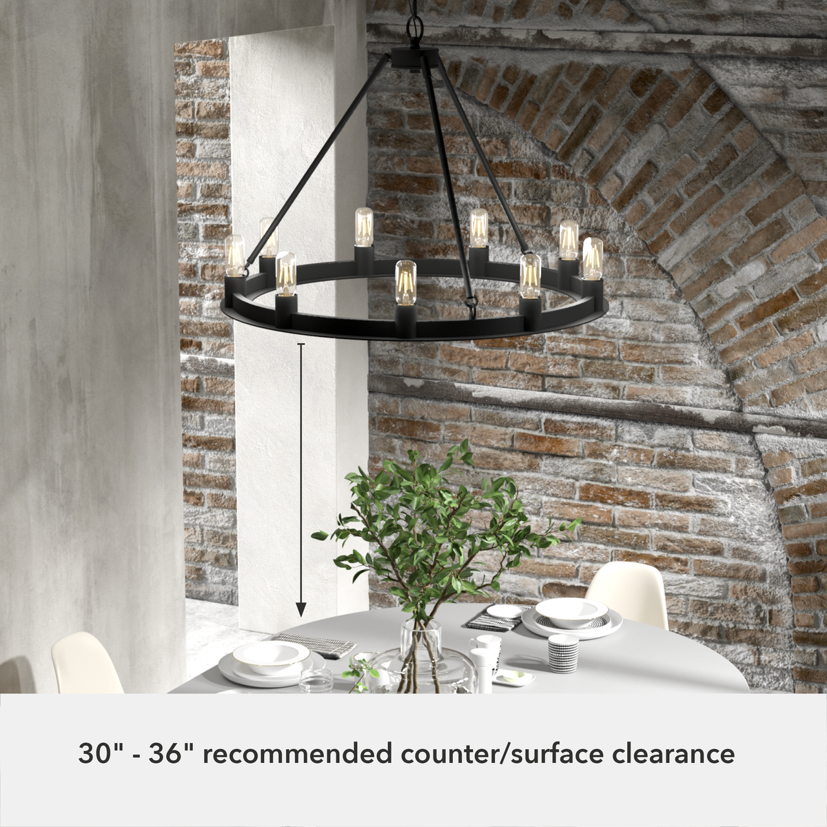 Saddlewood 30-inch 9-light Natural Black Iron Chandelier