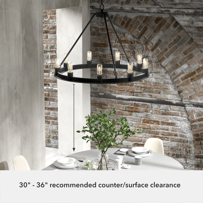 Saddlewood 30-inch 9-light Natural Black Iron Chandelier