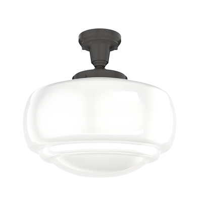 Saddle Creek 16-inch 1-light Noble Bronze Schoolhouse Pendant with Cased White Glass