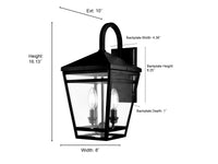 8'' Seager Textured Black 2 Light Wall Sconce