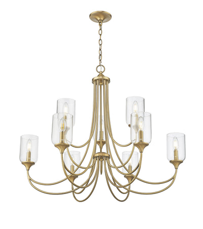 29.25'' Waddingham Vintage Brass 9 Light Chandelier
