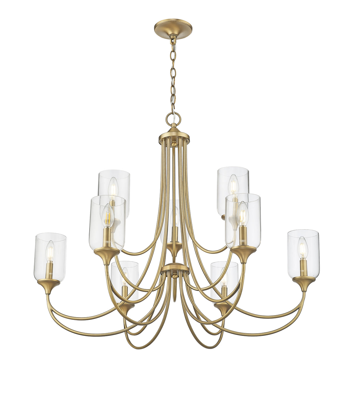 29.25'' Waddingham Vintage Brass 9 Light Chandelier