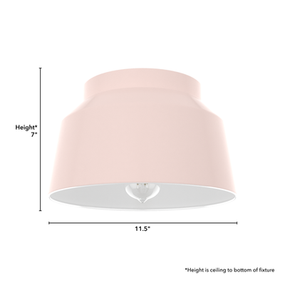 Cranbrook 11.5-inch 1-light Blush Pink Flush Mount Ceiling Light with Metal Shade