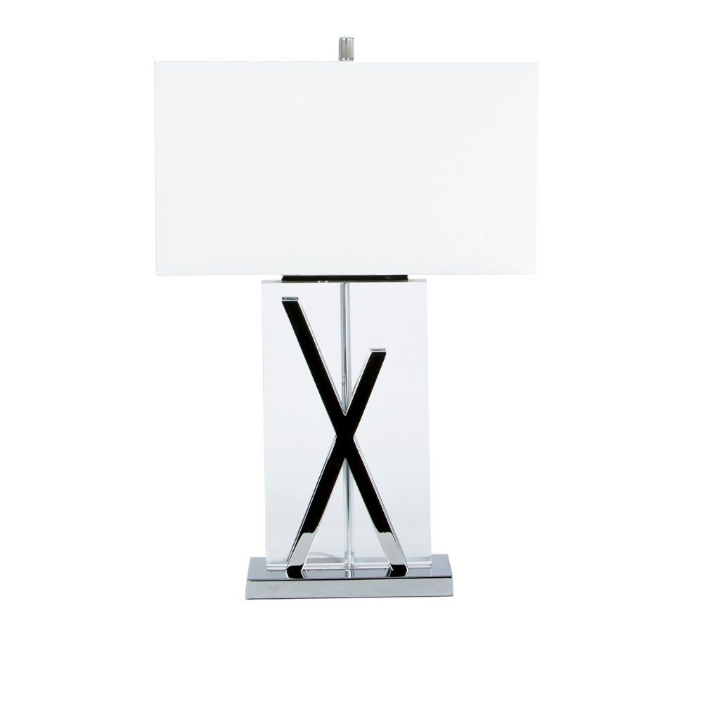 Chrome and Crystal X Table Lamp | 1 Light | USB Charger