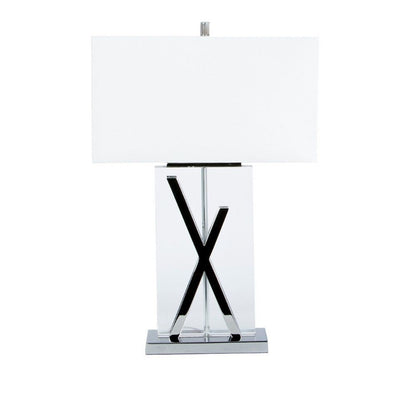 Chrome and Crystal X Table Lamp | 1 Light | USB Charger