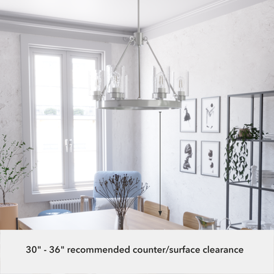 Hartland 24-inch 6-light Brushed Nickel Chandelier with Seeded Glass