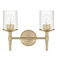 Andrea 15-inch 2-light Champagne Gold Vanity Light with Clear Ribbed Glass Shades