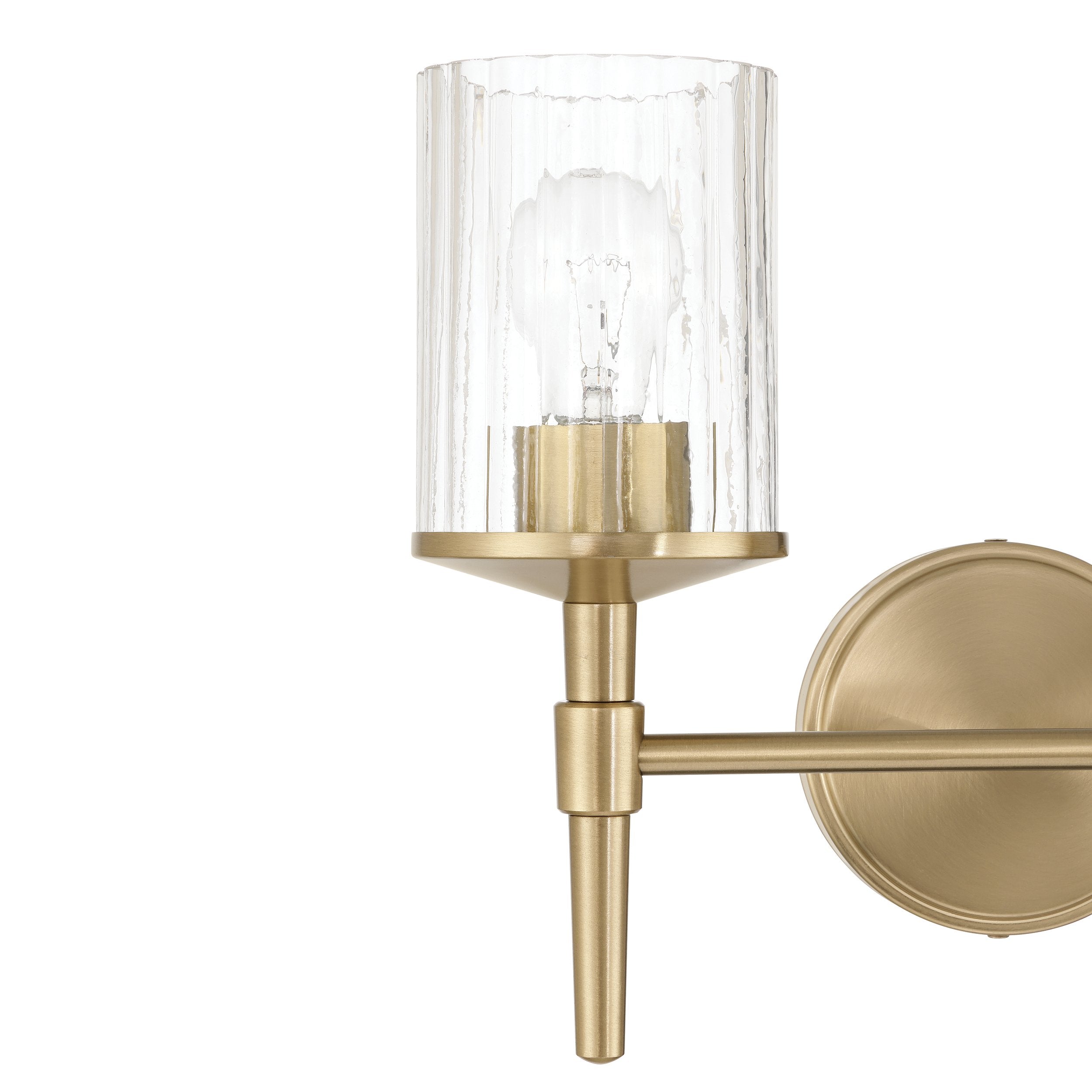 Andrea 15-inch 2-light Champagne Gold Vanity Light with Clear Ribbed Glass Shades
