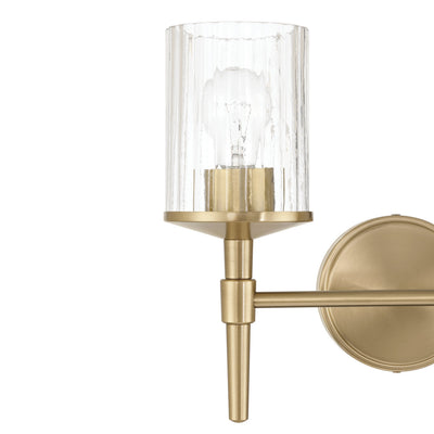 Andrea 15-inch 2-light Champagne Gold Vanity Light with Clear Ribbed Glass Shades