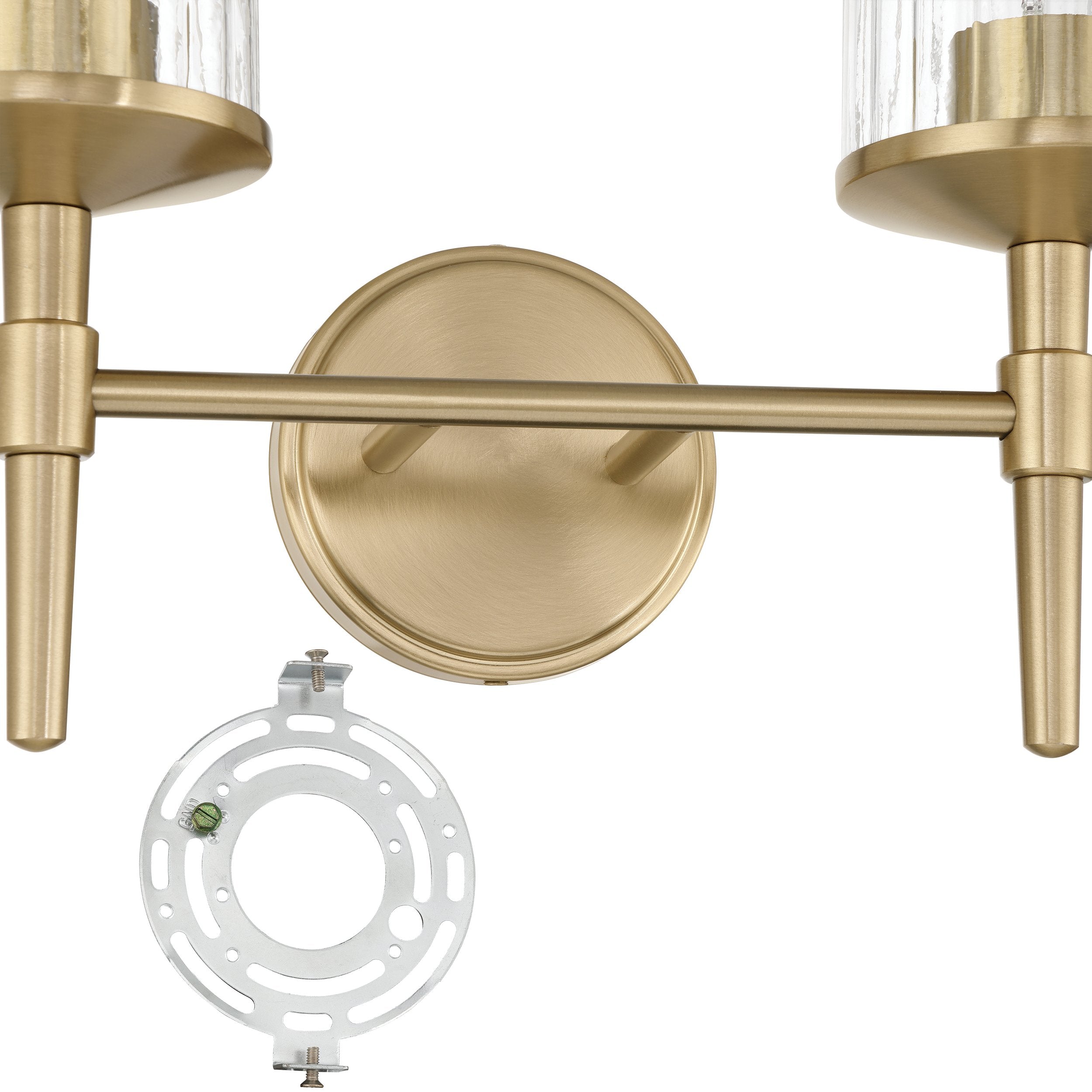 Andrea 15-inch 2-light Champagne Gold Vanity Light with Clear Ribbed Glass Shades