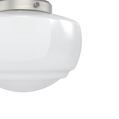 Saddle Creek 7.5-inch 1-light Brushed Nickel Semi-Flush Mount with Cased White Glass