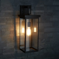 22-inch Barkeley Powder Coated Black 1-Light Outdoor Wall Sconce with Clear Glass