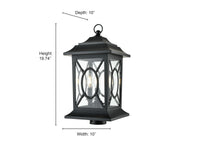 19.75'' Allbert Powder Coated Black 3 Light Post Lantern