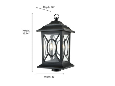 19.75'' Allbert Powder Coated Black 3 Light Post Lantern